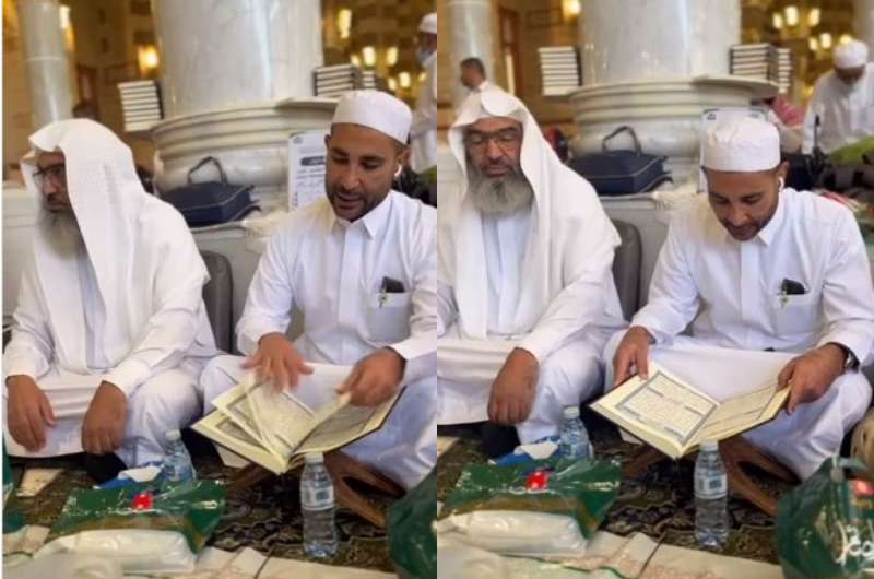 شاهد.. أحمد سعد يتعلم تلاوة القرآن بالمسجد النبوي