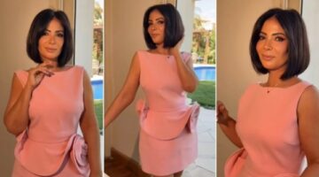 منى زكي تخطف الأنظار بالوردي القصير في زفاف أمينة خليل