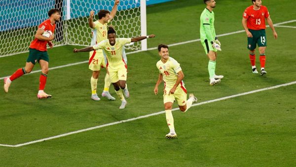 انتهاء الشوط الثاني بالتعادل الايجابي 2-2 بين اسبانيا والبرتغال