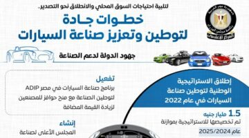 الوزراء يستعرض بالإنفوجراف خطوات الدولة لتوطين وتعزيز صناعة السيارات